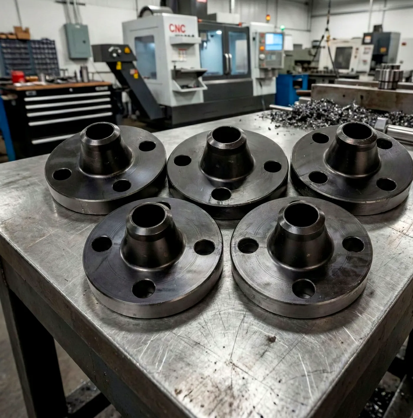 Cinco flanges de pescoço longo forjados